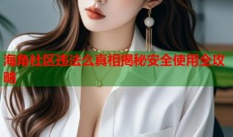 海角社区违法么真相揭秘安全使用全攻略
